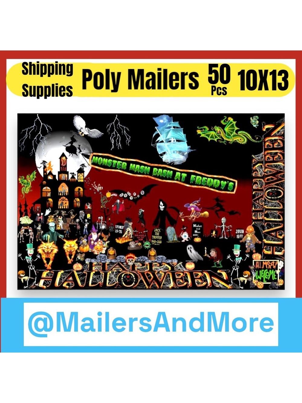50 10X13 Poly Mailers HALLOWEEN Envelopes PRICE FIRM Fall - Picture 1 of 12